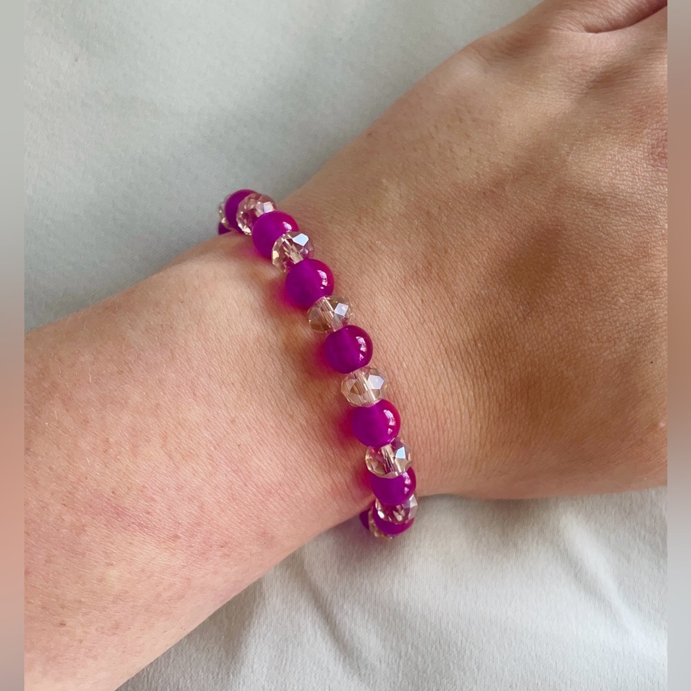 Handmade Pink and champagne color Beaded Bracelet